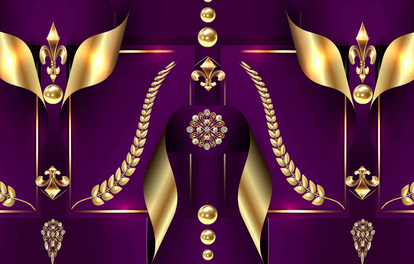 Фото обои gold, design, pattern, purple background