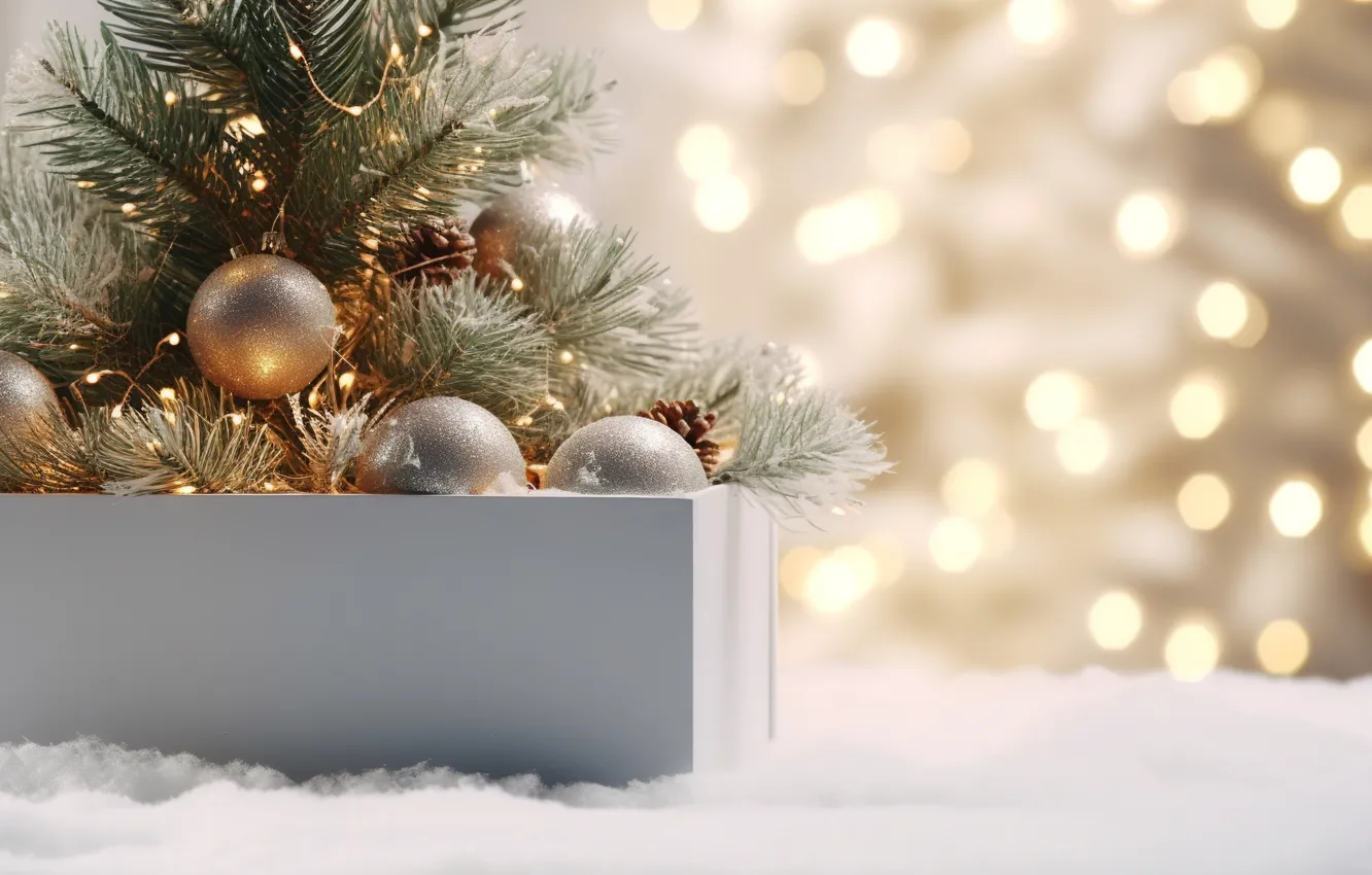 Фото обои украшения, шары, Новый Год, Рождество, golden, new year, Christmas, balls