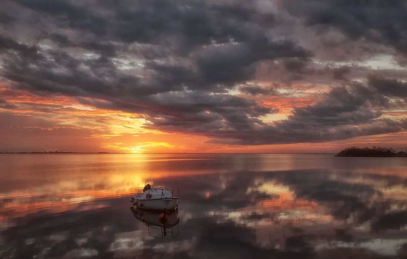 Фото обои облака, лодка, Италия, Фриули-Венеция-Джулия, Ауса Корно