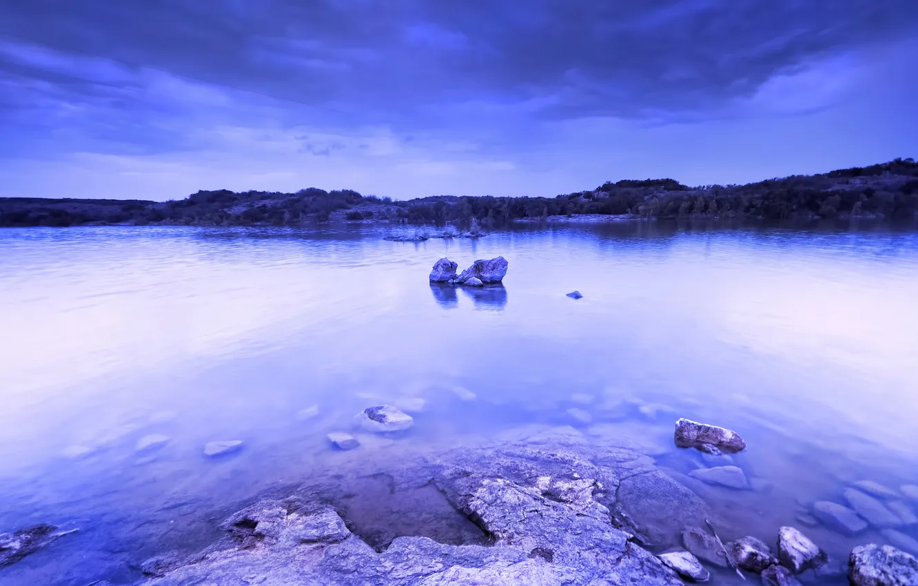 Фото обои небо, вода, тучи, озеро, синева, камни, вечер, США