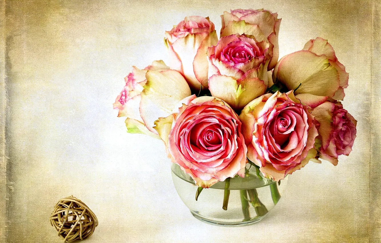 Фото обои цветок, цветы, розовый, роза, цвет, розы, ваза, pink