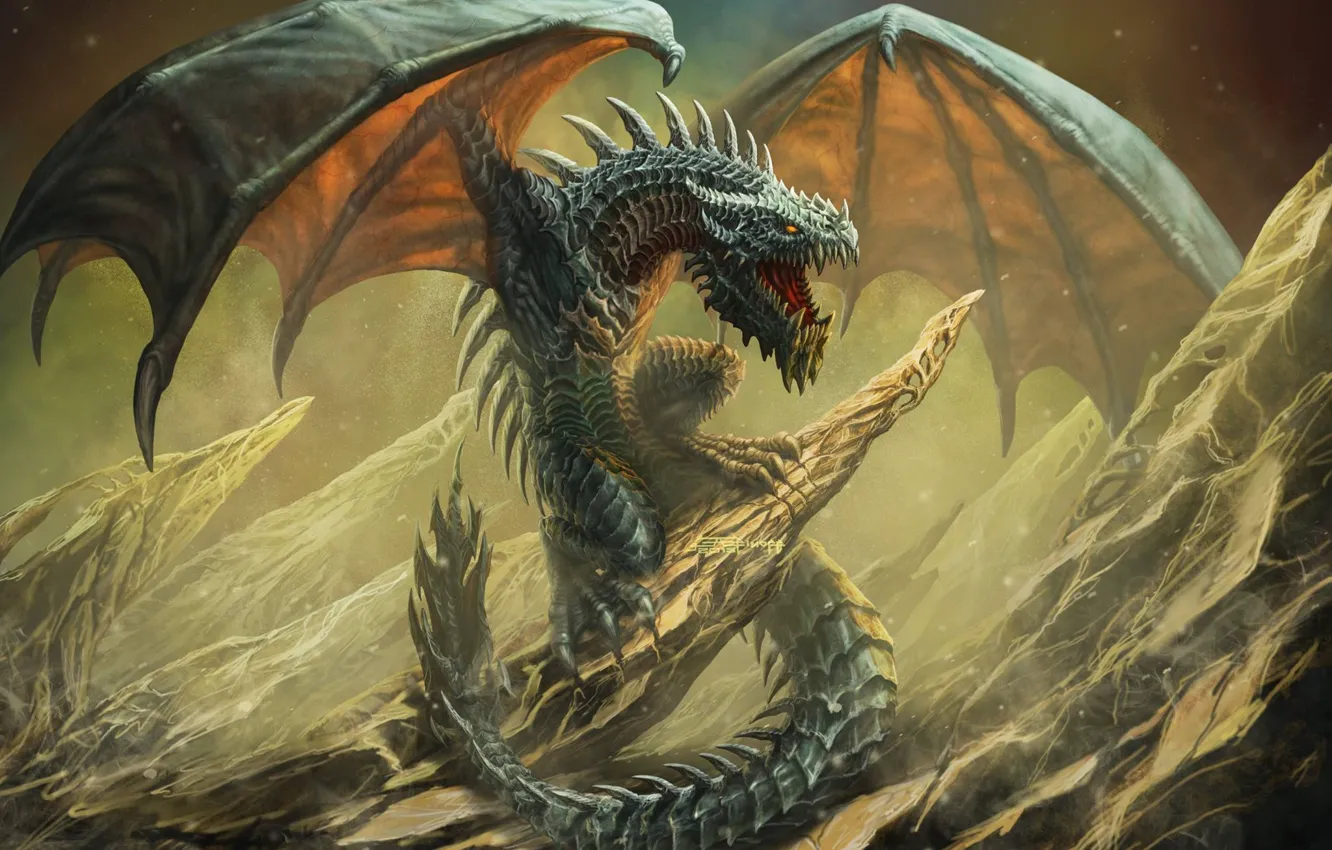 Фото обои дракон, Wyvern, Edikt Art, Виверна