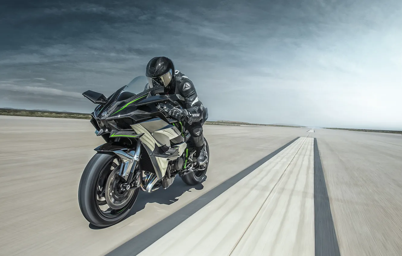 Фото обои Kawasaki, moto, bike, power, motorcycle, speed, track, Ninja