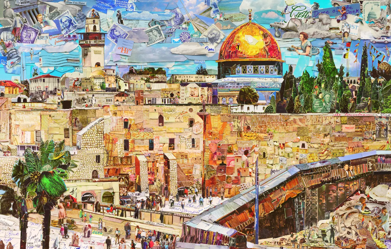 Фото обои Jerusalem, Vik Muniz, Postcards from Nowhere, contemporary art