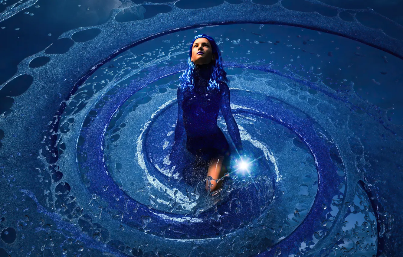 Фото обои fantasy, woman, swirl lake, Free spirit