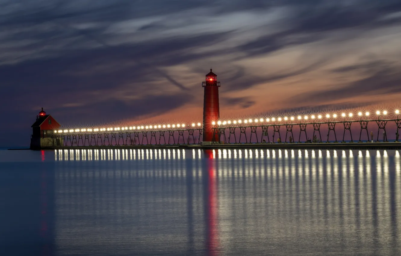 Фото обои Lighthouse, Michigan, Grand Haven