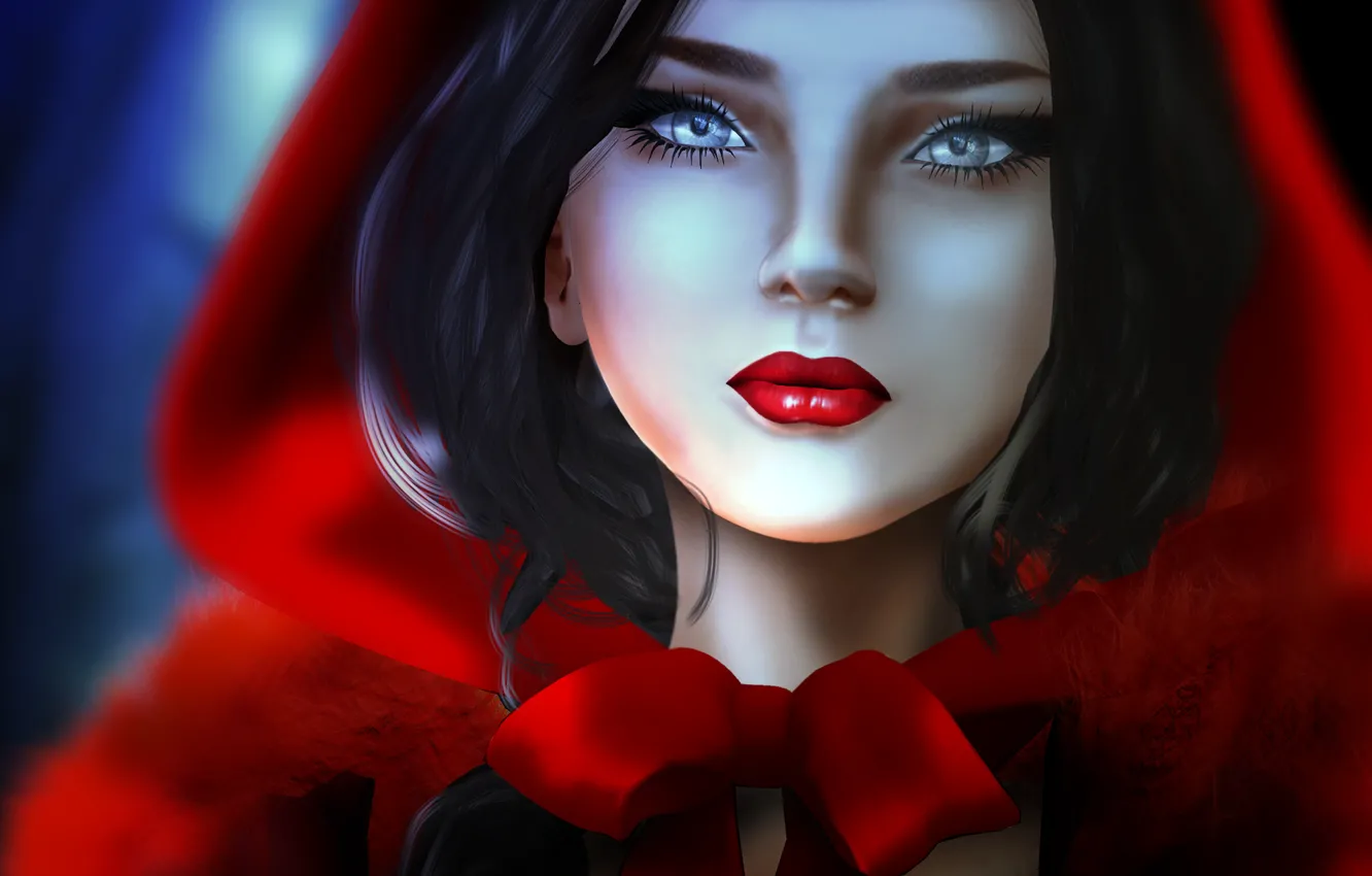 Фото обои модель, портрет, Red Riding Hood, Bodza Mubble