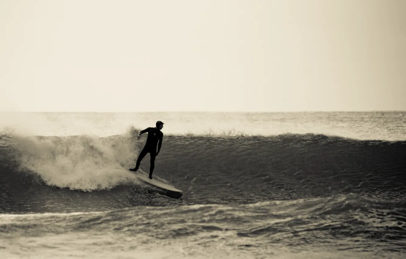 Фото обои sea, ocean, seascape, surfing, surf, wave, surfer, horizon