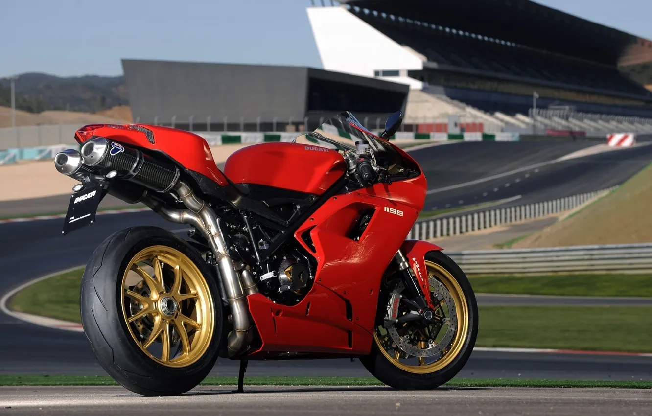 Фото обои красный, трасса, мотоцикл, red, Ducati, трибуны, Superbike, 1198