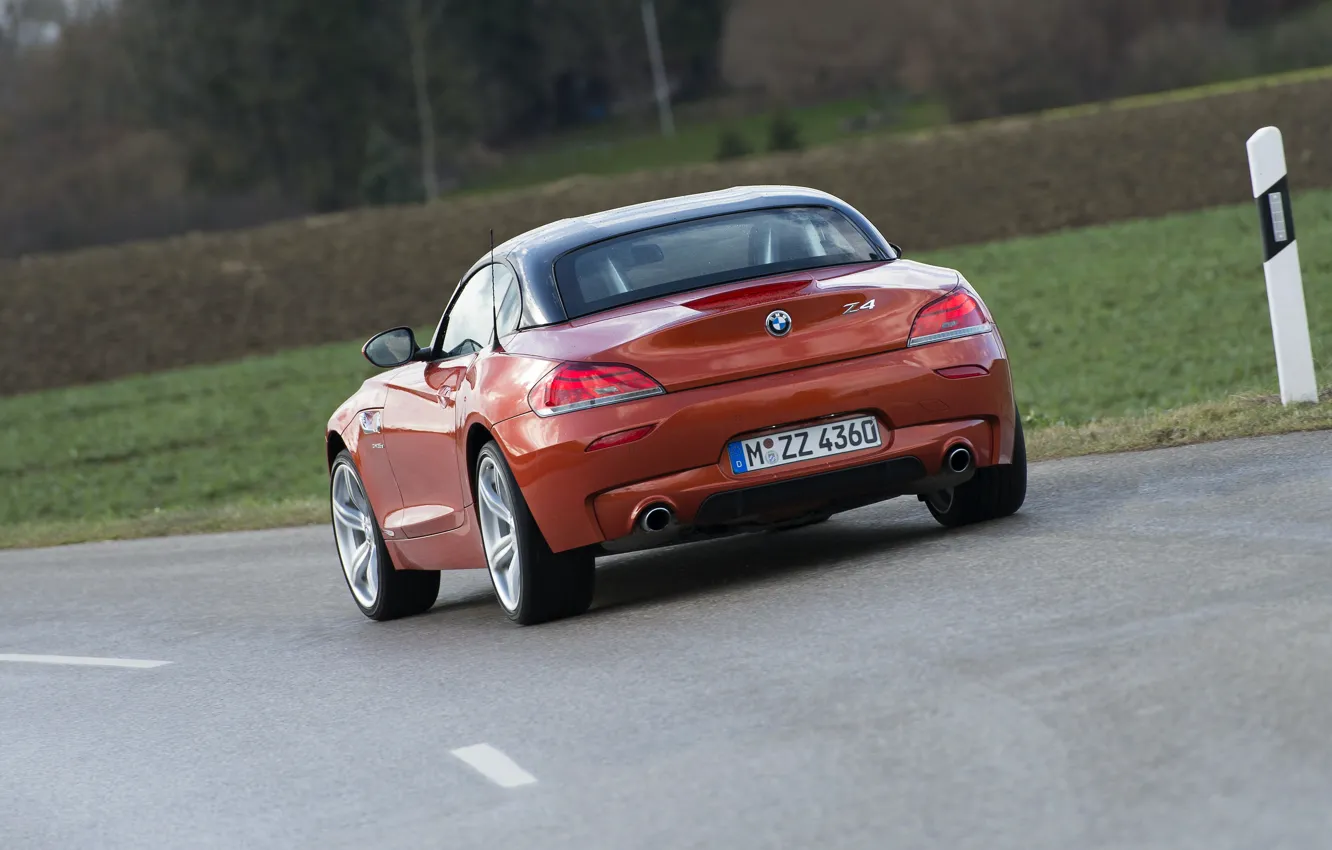 Фото обои крыша, движение, BMW, сзади, родстер, 2013, E89, BMW Z4