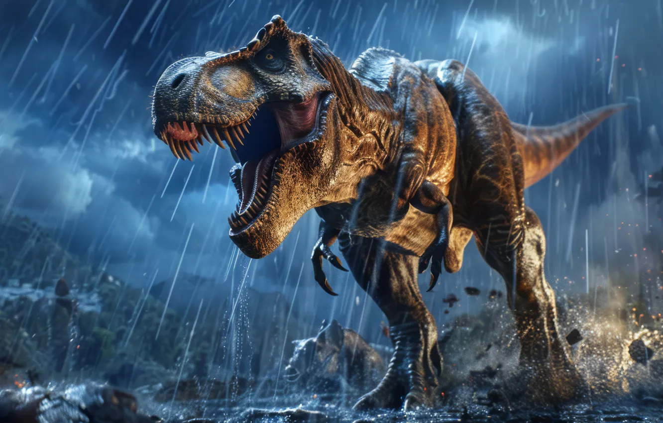 Фото обои wild, tyrannosaurus, rex