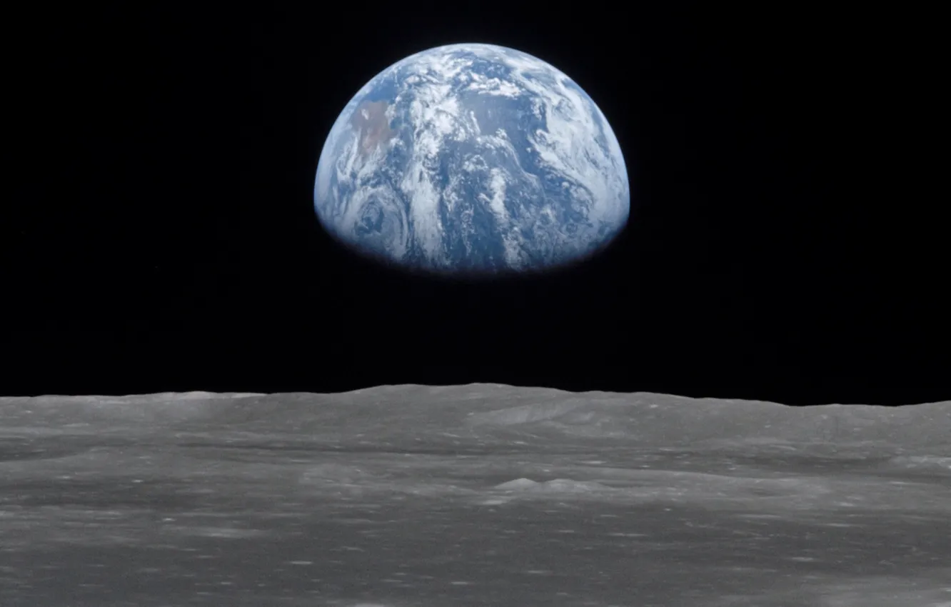 Фото обои планета, Земля, вид с Луны