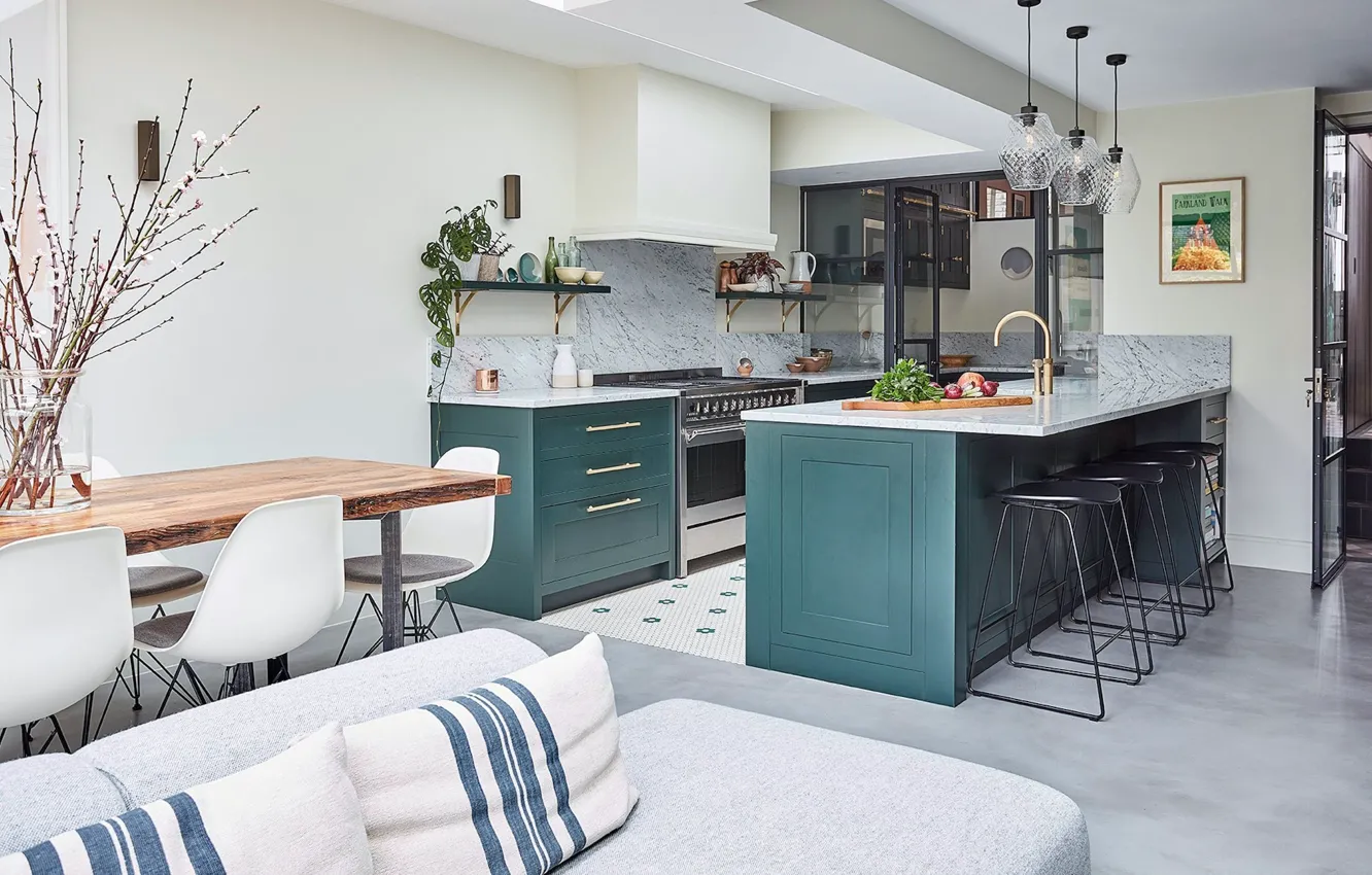 Фото обои интерьер, кухня, софа, London, столовая