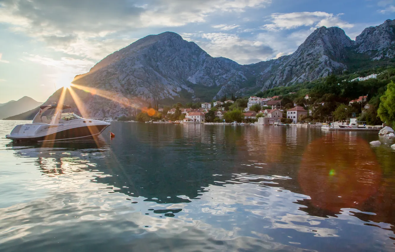Фото обои горы, город, Адриатика, Черногория, Монтенегро