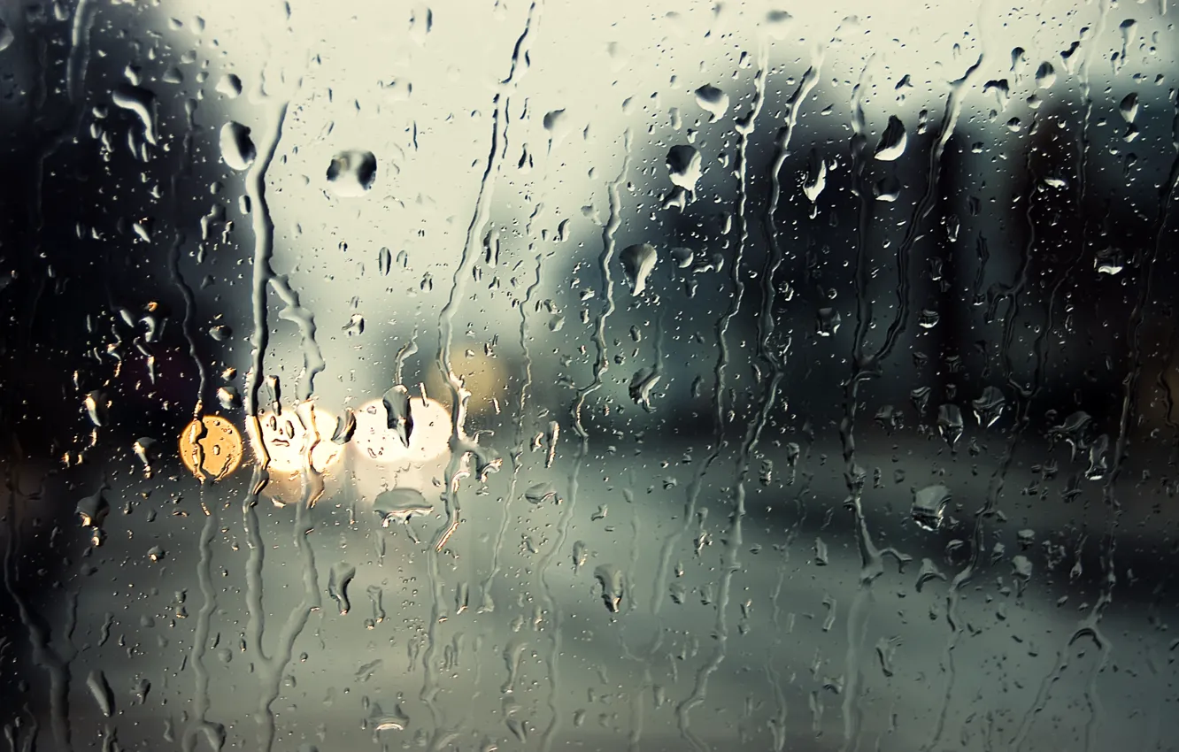 Фото обои стекло, капли, дождь, размытие