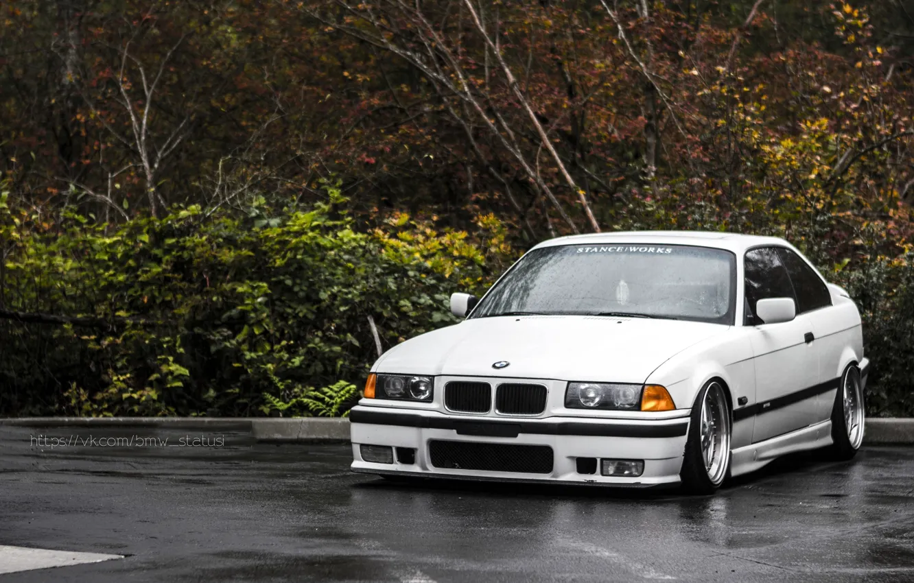 Фото обои BMW, white, coupe, series, E36