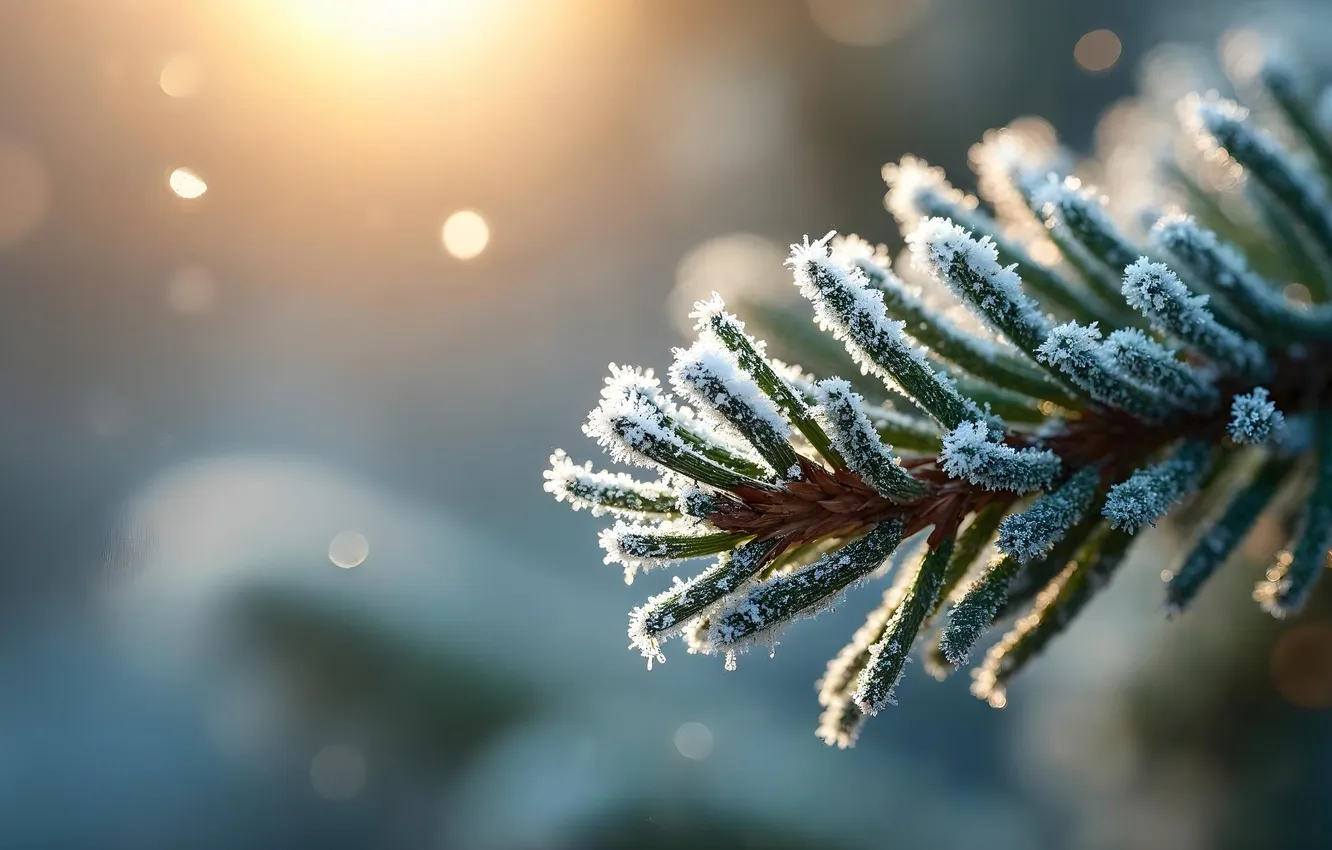 Фото обои зима, лес, капли, снег, елка, forest, Christmas, winter