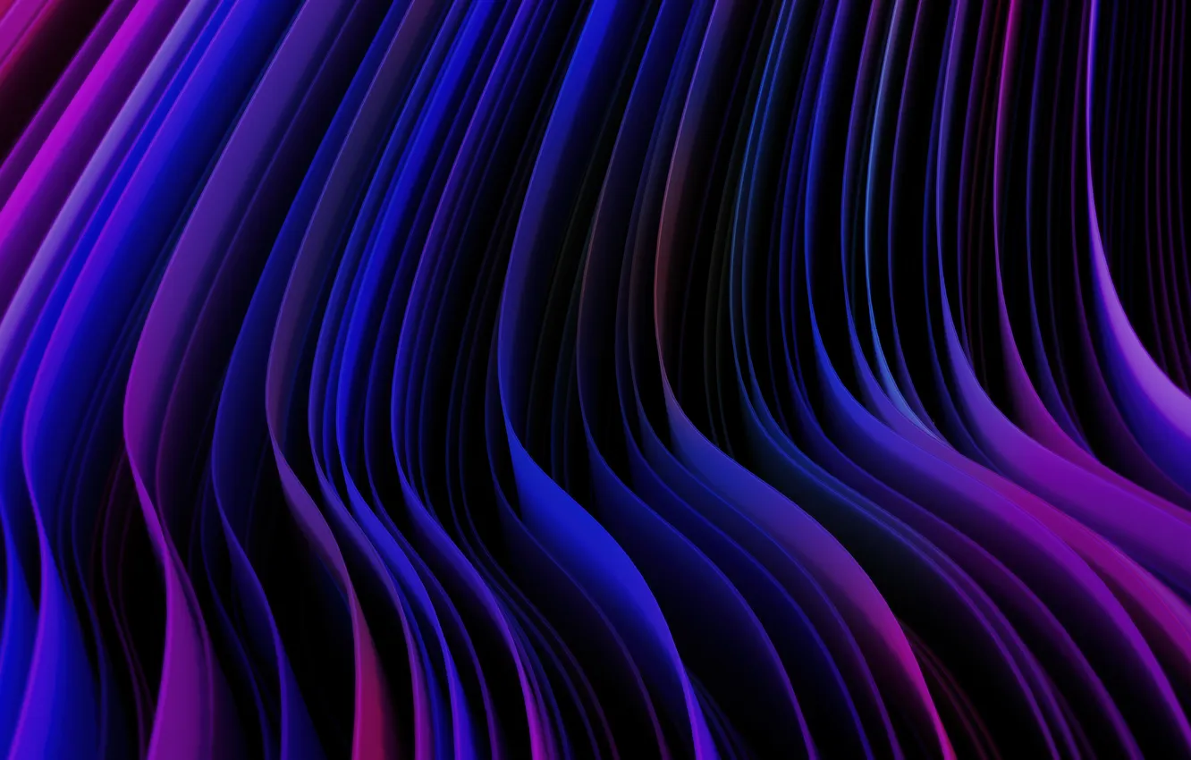 Фото обои abstract, neon, purple, abstract waves, dark theme, purple aesthetic