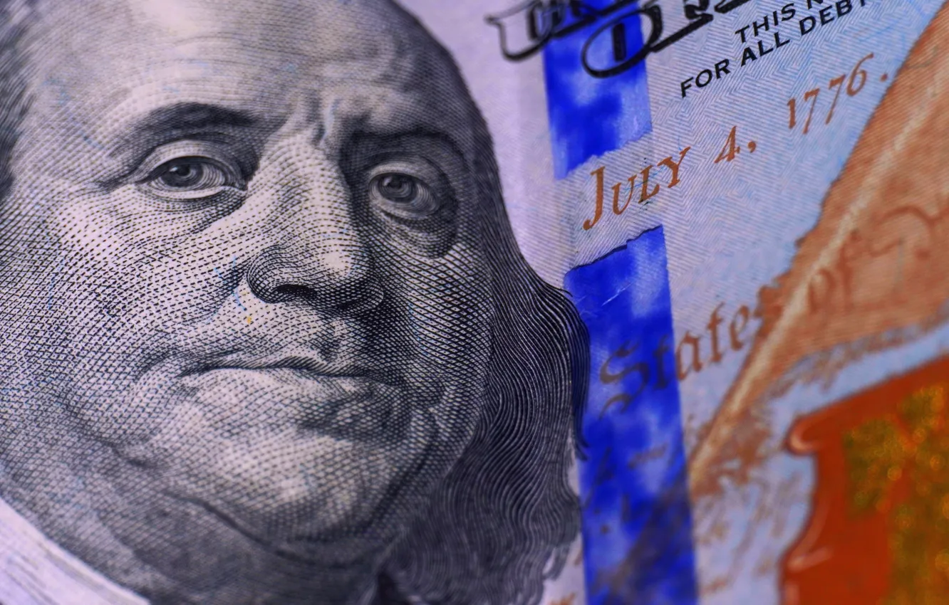 Фото обои Деньги, Бенджамин Франклин, Benjamin Franklin, Dollar, Доллар, 100, Купюра