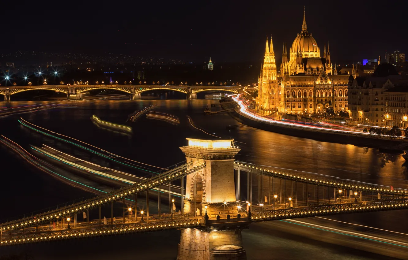Фото обои ночь, город, Budapest