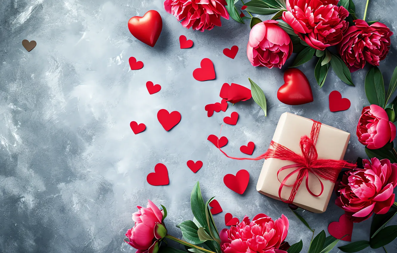 Фото обои любовь, цветы, подарок, романтика, love, happy, День святого Валентина, heart