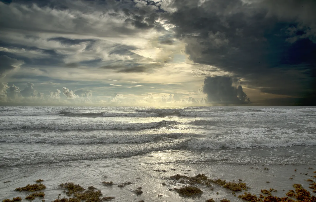 Фото обои море, волны, небо, облака