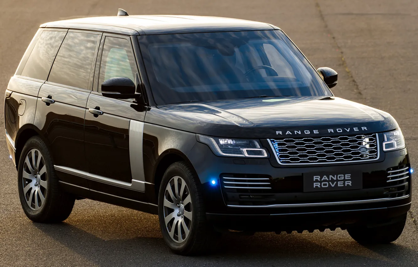 Фото обои машина, фары, чёрная, Range Rover, black, сбоку, колёса, Range Rover Sentinel