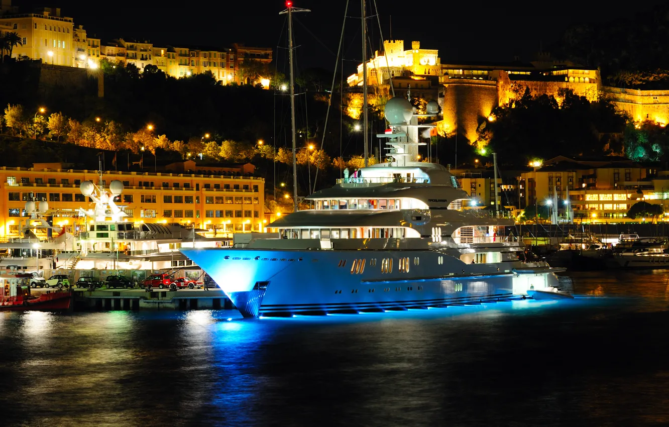 Фото обои city, яхта, порт, Monaco, Монако, Hercules, yacht, yachts