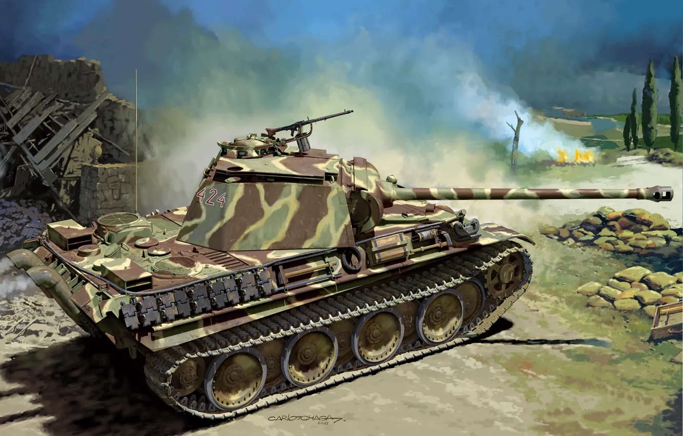 Фото обои Пантера, Panther, Panzerwaffe, Бронетехника, Pz. V ausf. G Panther