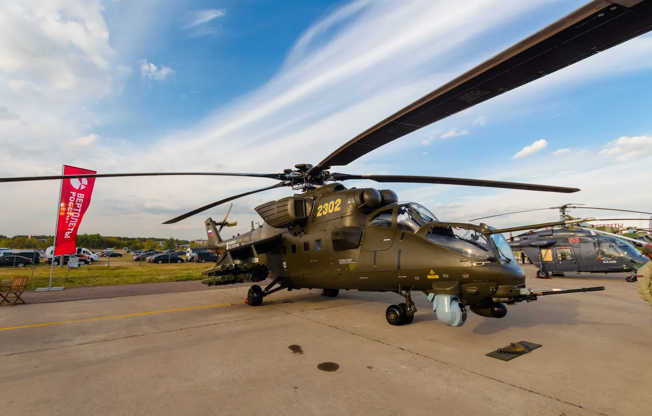 Фото обои вертолёт, Военный, Ми-35, ВВС России, МАКС, 2015, MAKS