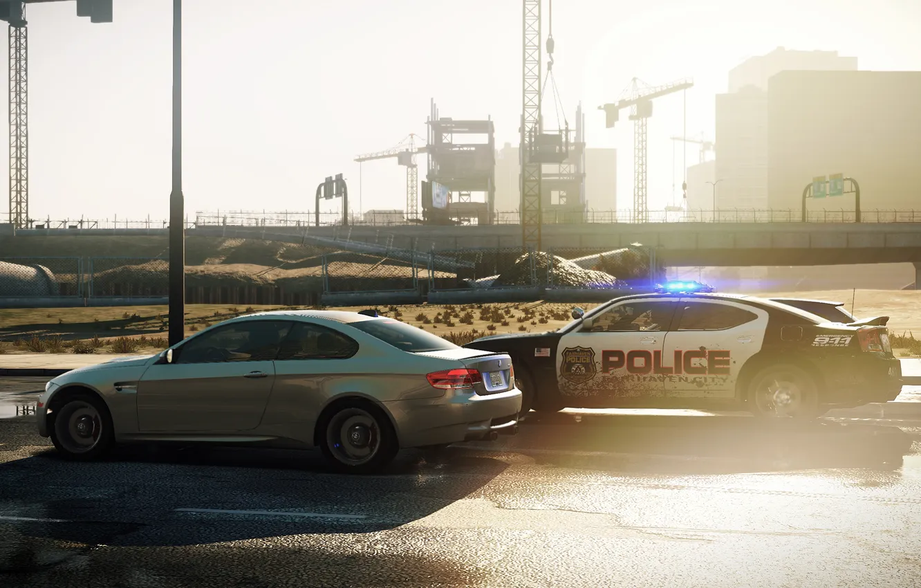Фото обои машины, город, bmw, трасса, полиция, Need for Speed, police, Electronic Arts