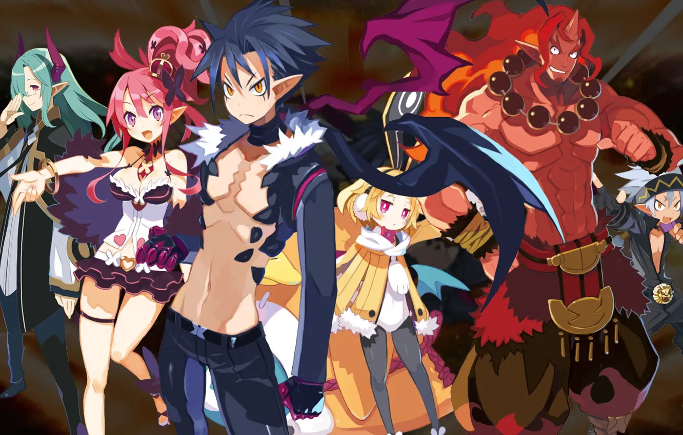 Фото обои girl, game, boy, elf, oppai, horn, Disgaea, Disgaea 5