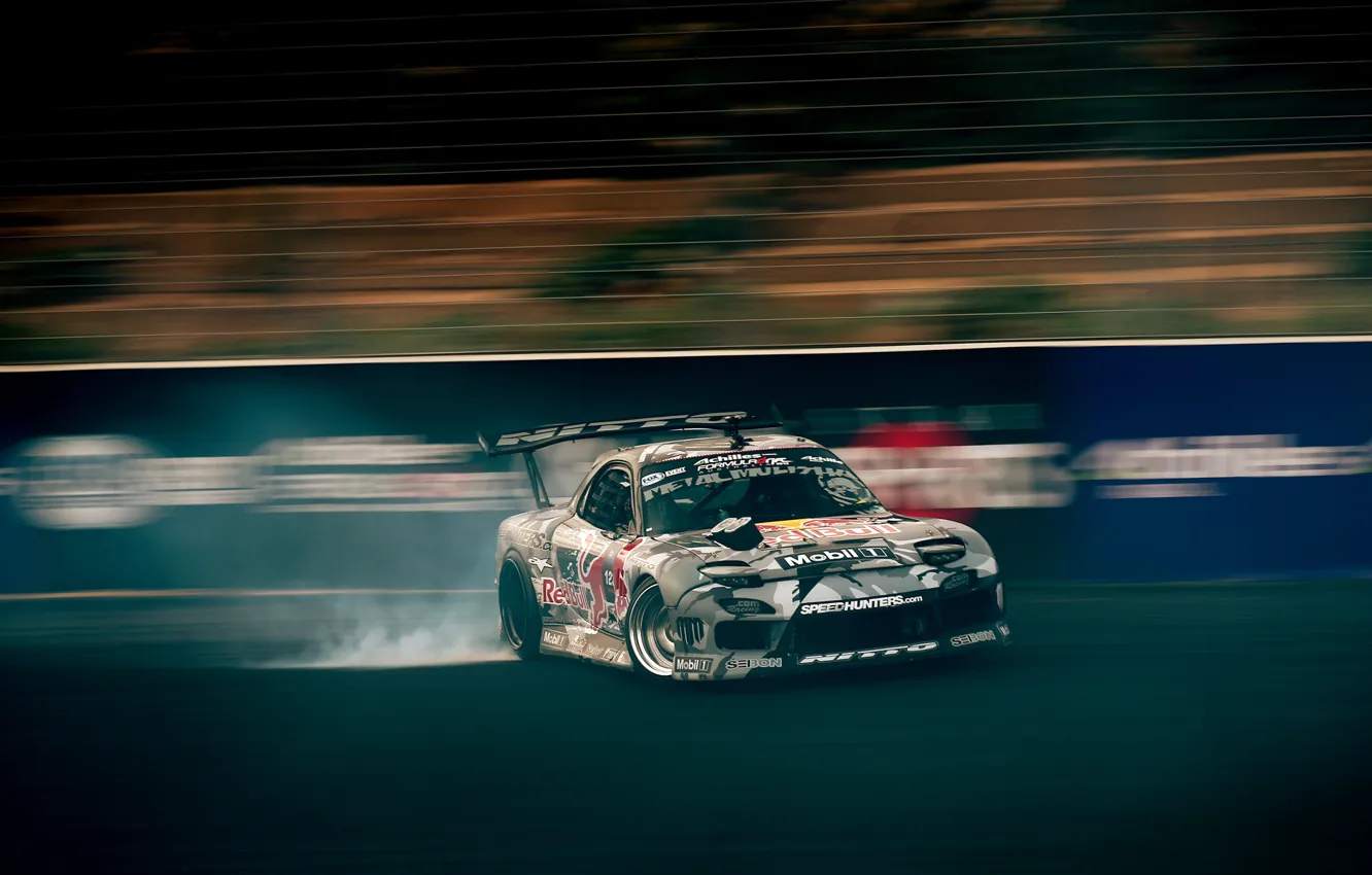 Фото обои занос, дрифт, мазда, formula drift, mazda rx-7