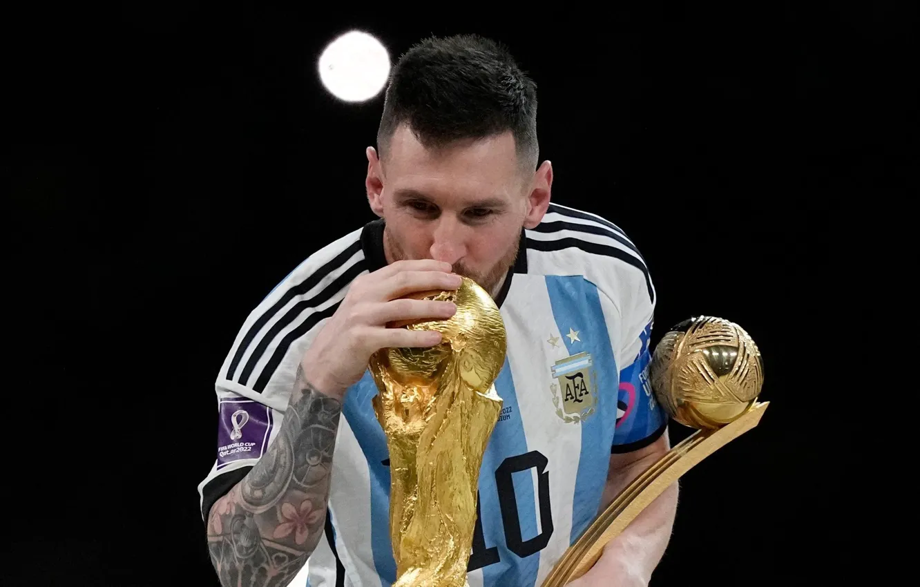 Фото обои Argentina, football, tattoo, Катар, Lionel Andrés Messi, Лионель Андрес Месси, ЧМ мира по футболу, Copa …