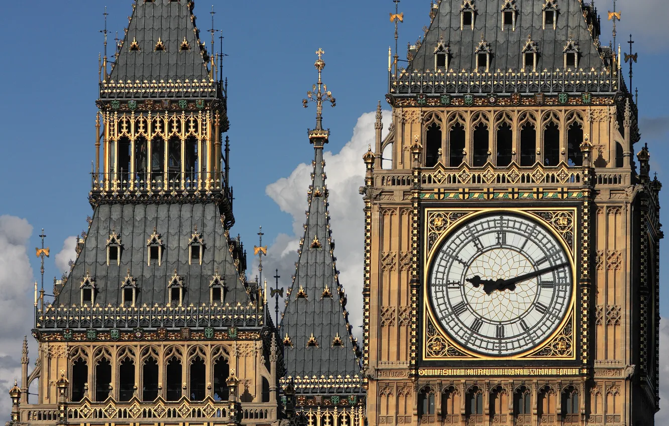 Фото обои London, England, Big Ben, towers, spires
