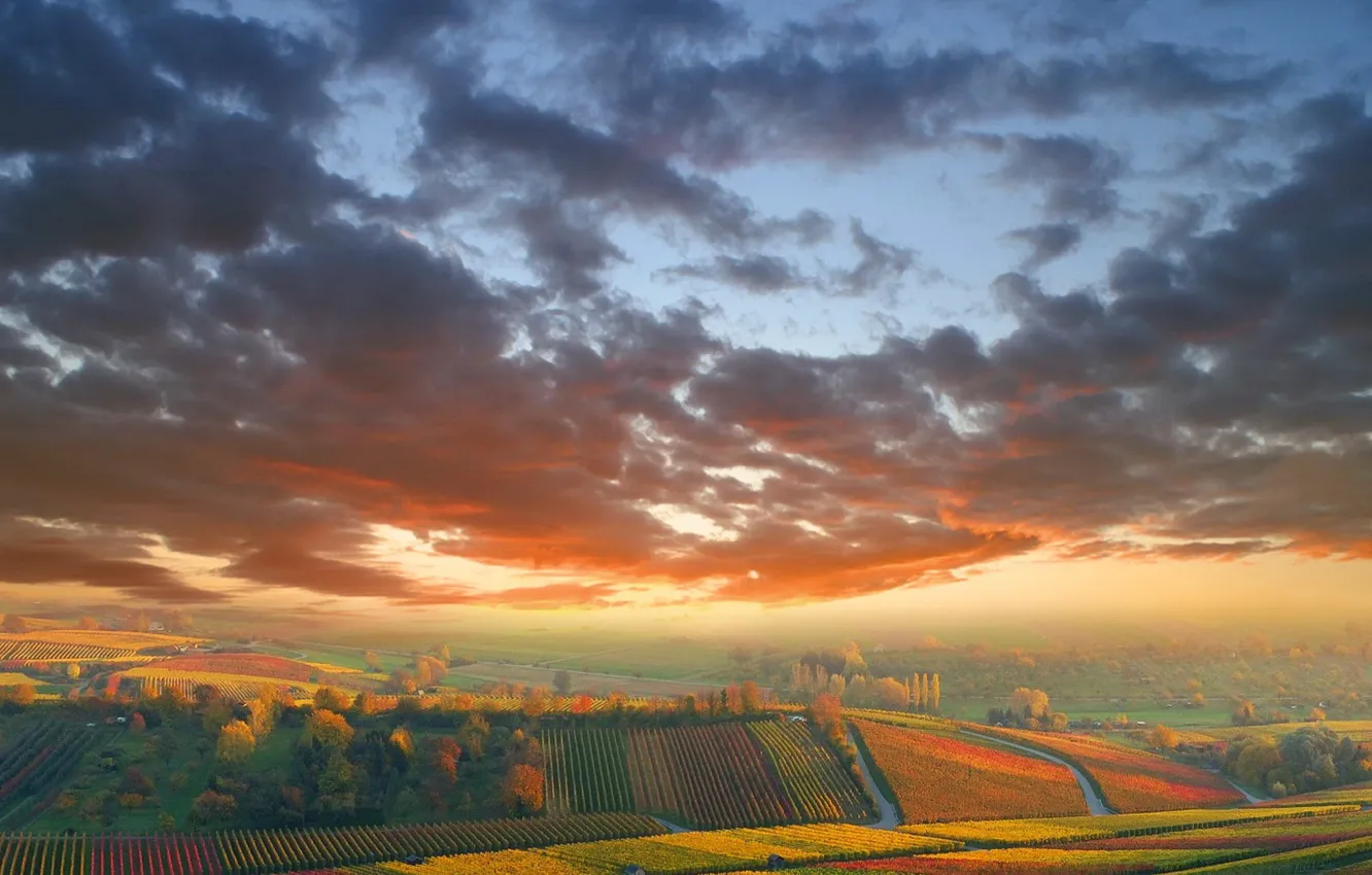 Фото обои осень, поля, Облака