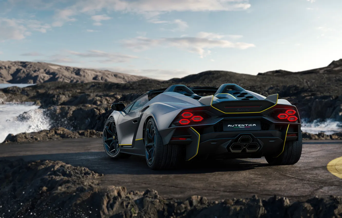 Фото обои Lamborghini, ламбо, вид сзади, гибрид, Lamborghini Autentica