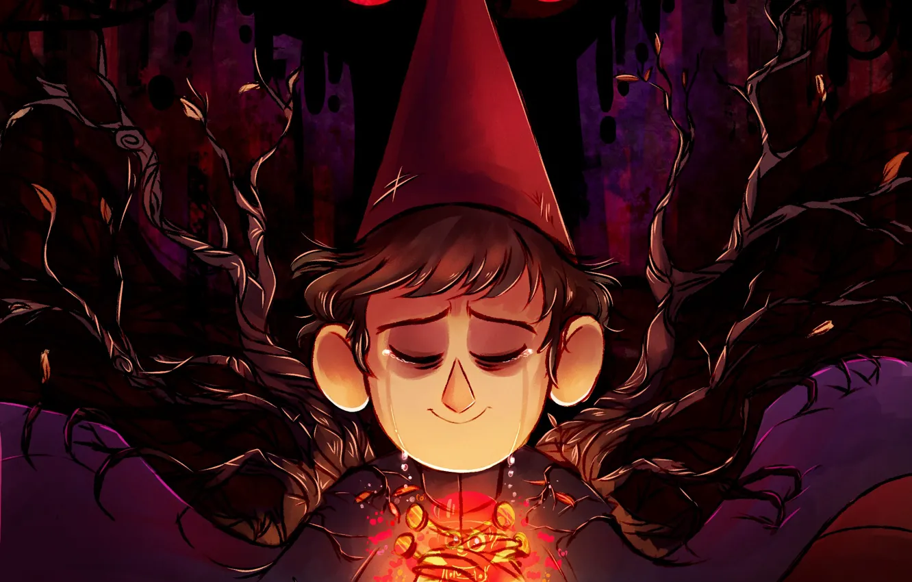 Фото обои ветки, мальчик, арт, слёзы, Wirt, Вирт, Over the Garden Wall, CherryVioletS