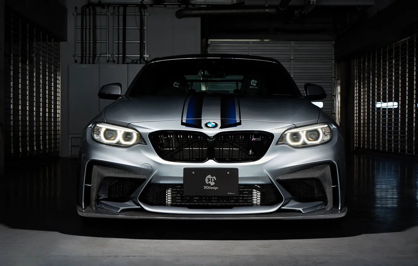 Фото обои BMW, Light, Front, White, Face, 3D Design, BMW M2, M2 Competition