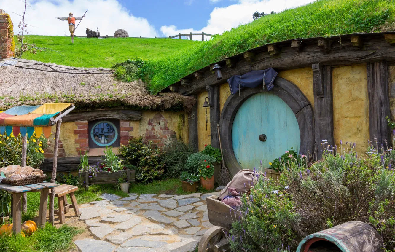 Фото обои дом, Новая Зеландия, Hobbit Hole