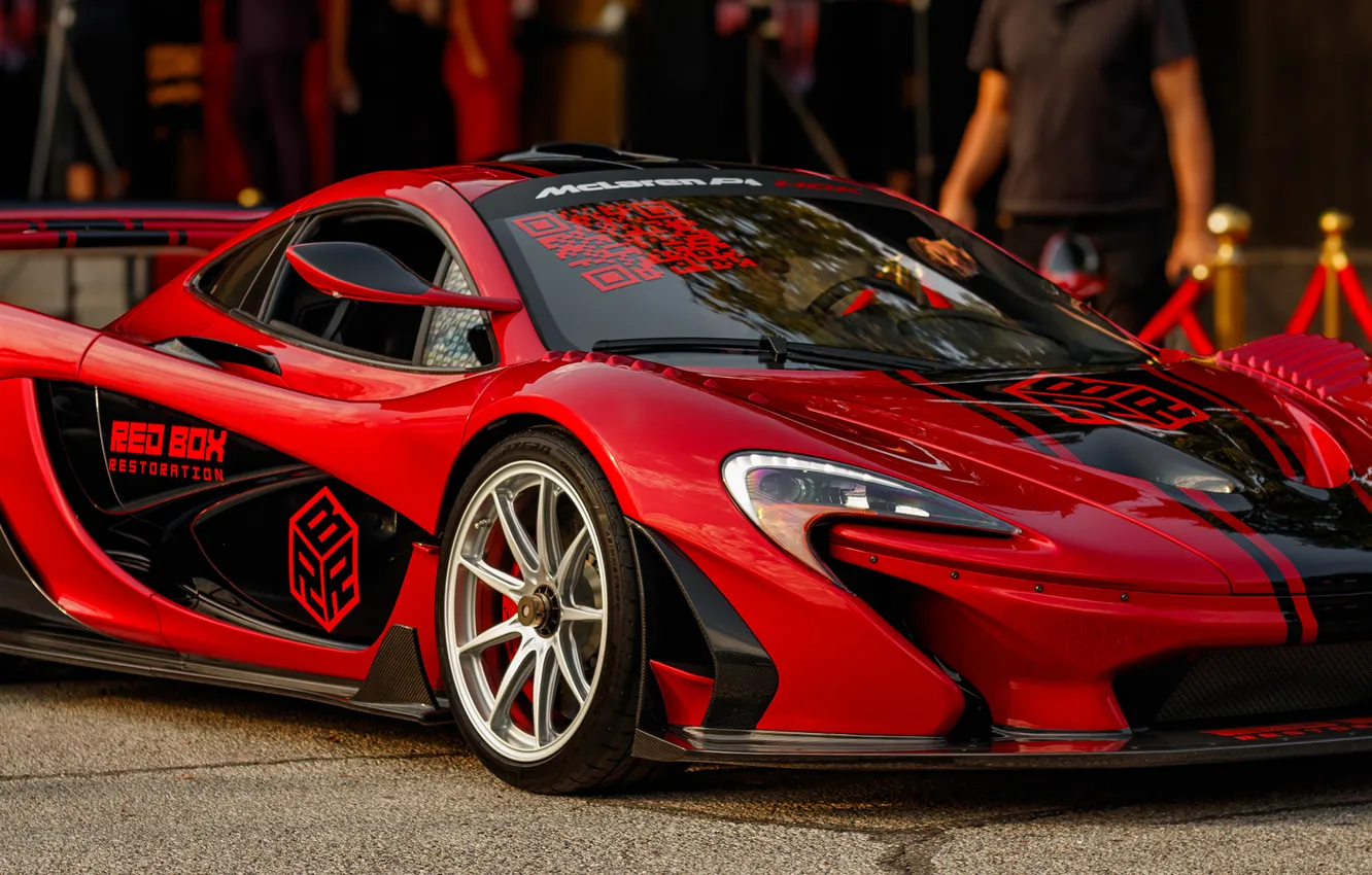 Фото обои McLaren, Hypercar, McLaren P1, red cars, V8 engine, British cars, mclaren p1 hdk, hybrid (car)