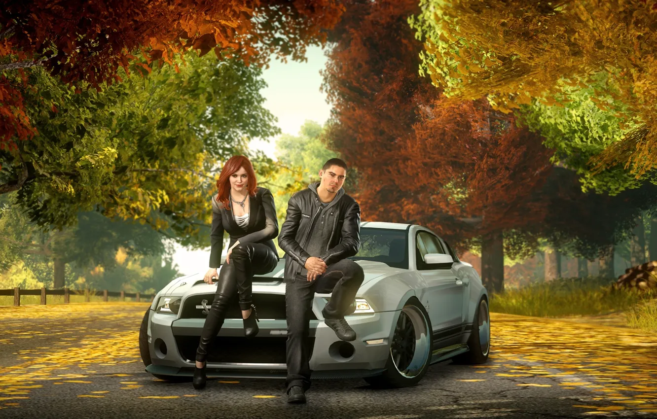 Фото обои осень, машины, Ford Mustang, Need for Speed The Run, sam jack