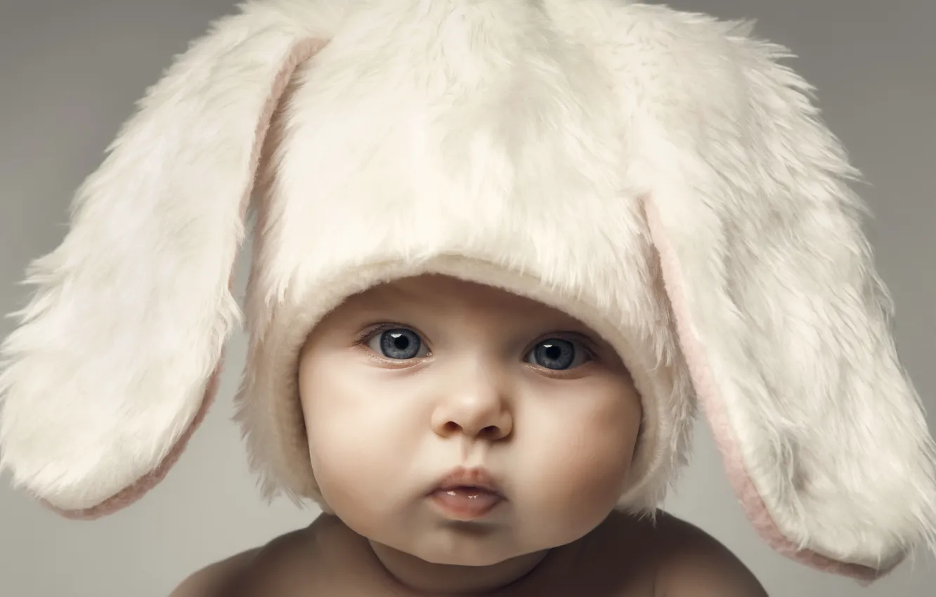 Фото обои child, baby, bunny