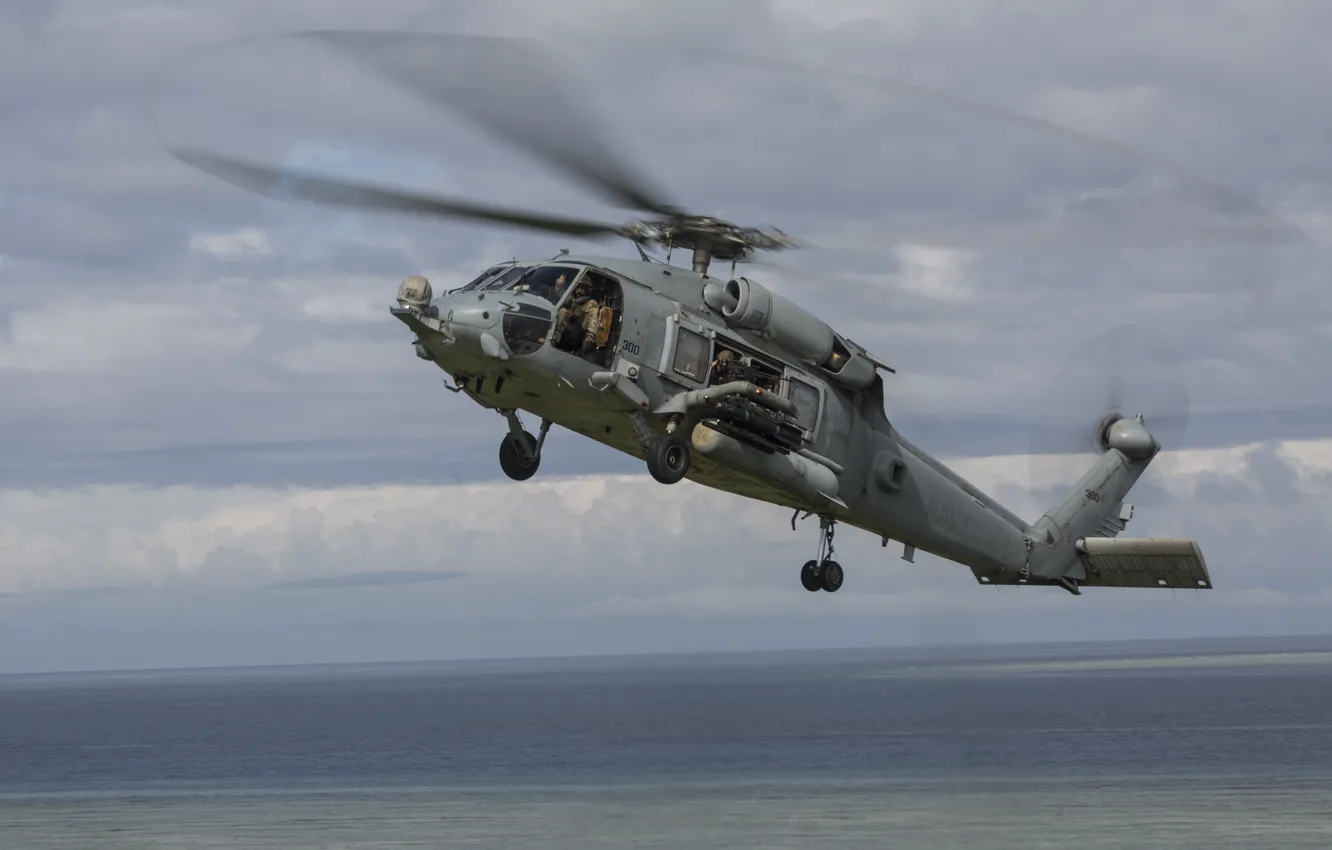 Фото обои Море, Вертолет, US NAVY, MH-60R Seahawk