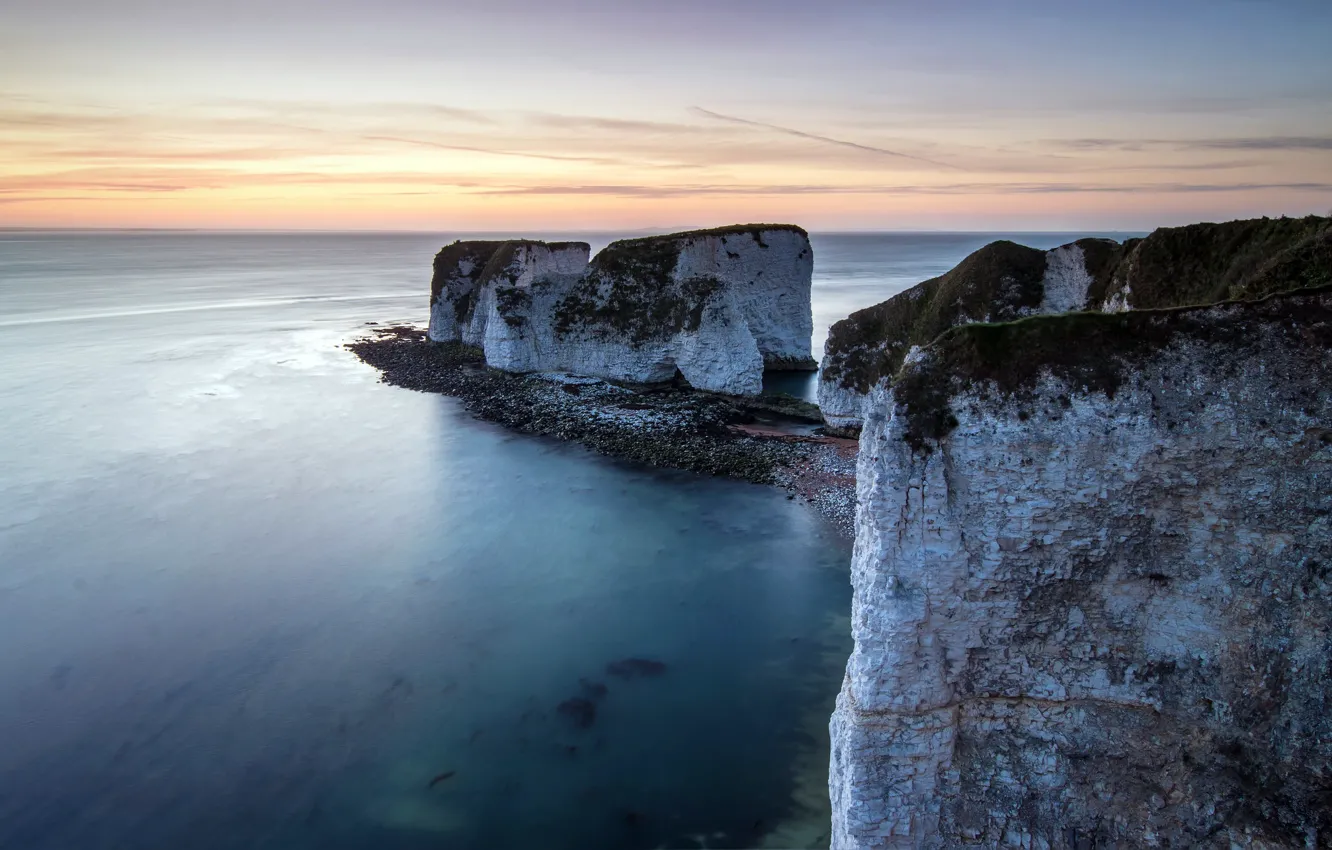 Фото обои sunrise, Dorset, Old Harry Rocks