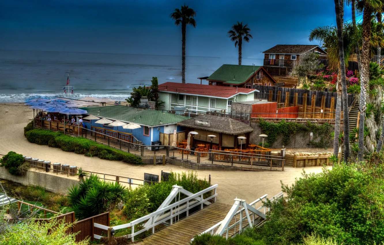 Фото обои море, пляж, HDR, дома, Калифорния, США, Newport Beach