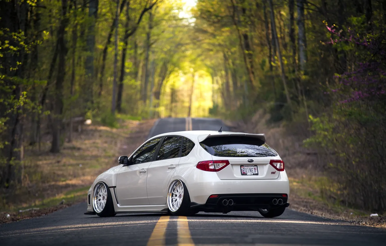 Фото обои Subaru, Impreza, WRX, STI, Road, Stance, Wheels