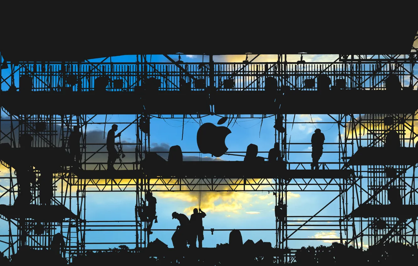 Фото обои logo, men, silhouette, work, Apple Inc.