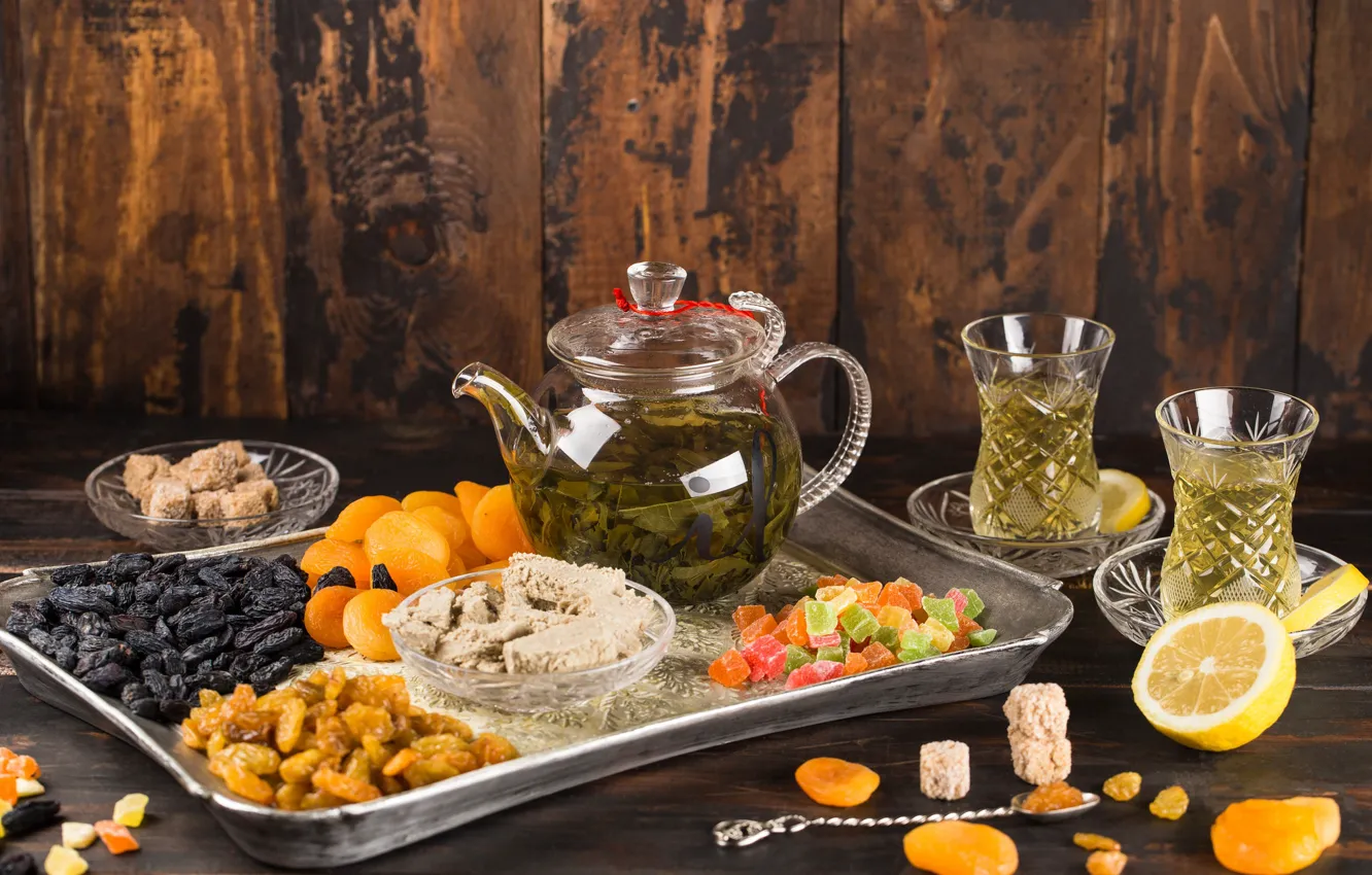 Фото обои лимон, чай, lemon, tea, ассорти, сухофрукты, assorted, dried fruits