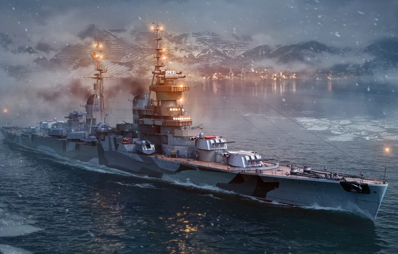 Фото обои World of Warships, Крейсер пр. 68-бис Михаил Кутузов, Артиллерийский крейсер, Лёгкий крейсер
